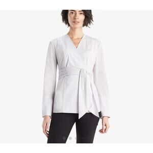 MM Lafleur The Miyuki Shirt Wrap Top Light Gray